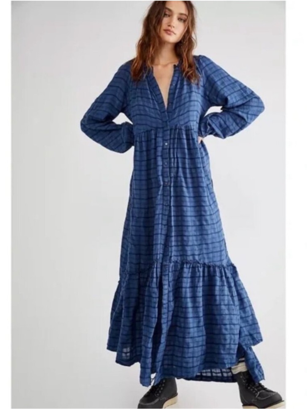 Free People Edie Maxi Button Down Dress